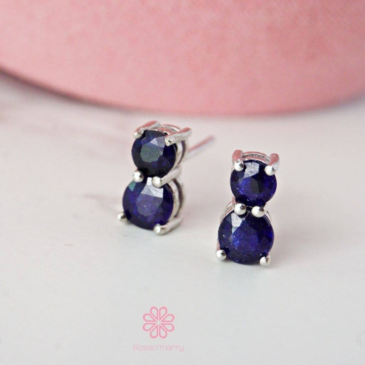 Boucles d'oreilles créoles en saphir | Argent sterling 925 | Bijoux en pierre précieuse véritable