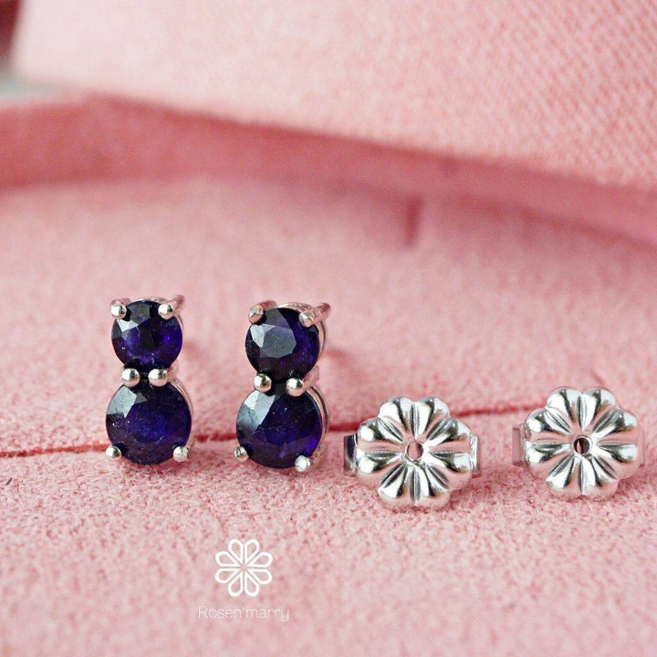 Boucles d'oreilles créoles en saphir | Argent sterling 925 | Bijoux en pierre précieuse véritable