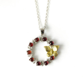 Genuine Ruby Necklace | Sterling Silver, Good Fortune Charm