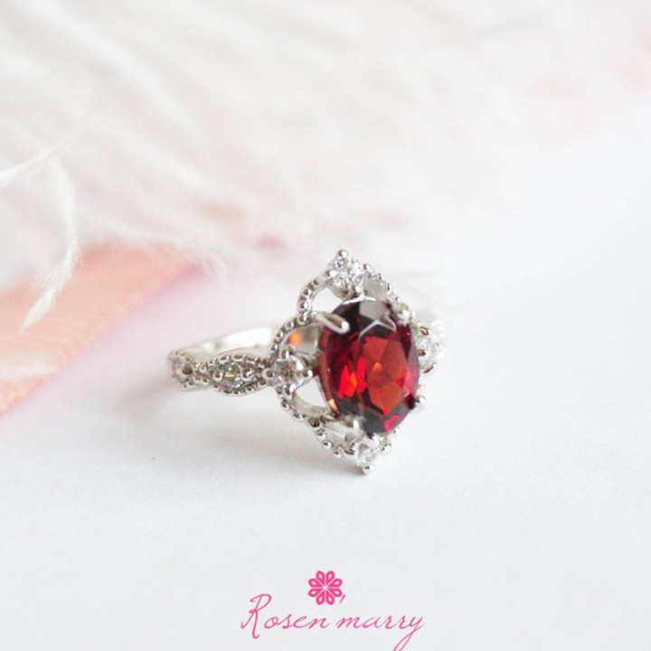 Raw Garnet Ring | Sterling Silver | Deep Red Beauty