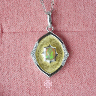 Genuine Opal and Sterling Silver Necklace - RN091 for Luck and Gifting