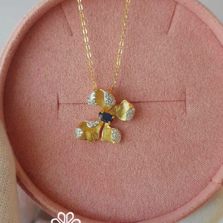 Saphir-Halskette | Anhänger aus Sterlingsilber | Glücksbringer-Schmuck
