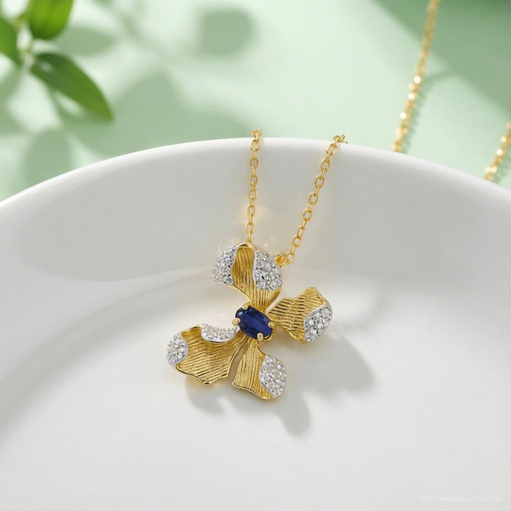 Saphir-Halskette | Anhänger aus Sterlingsilber | Glücksbringer-Schmuck