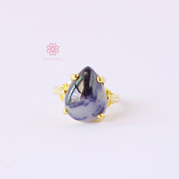 Ring mit rohem Saphir | Echter 12,4-Karat-Saphir, Sterlingsilber, vergoldet