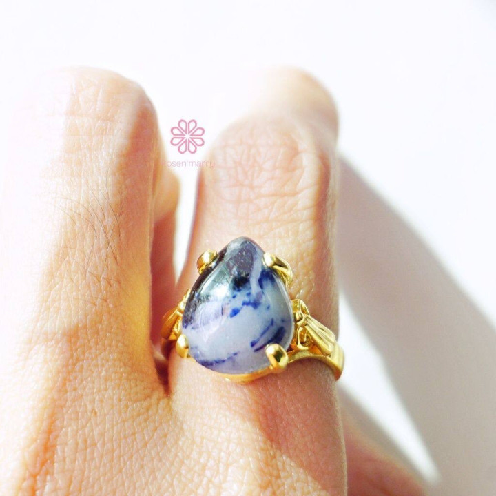 Ring mit rohem Saphir | Echter 12,4-Karat-Saphir, Sterlingsilber, vergoldet