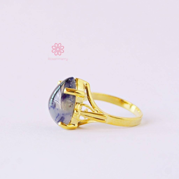 Ring mit rohem Saphir | Echter 12,4-Karat-Saphir, Sterlingsilber, vergoldet