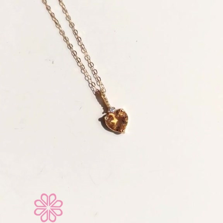 Collier cœur en citrine | Argent sterling et plaqué or