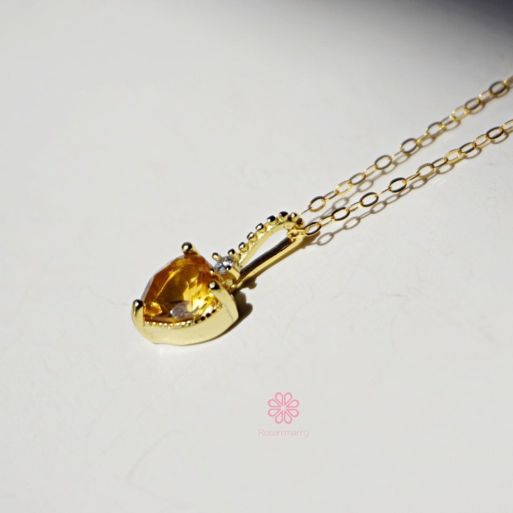 Collier cœur en citrine | Argent sterling et plaqué or