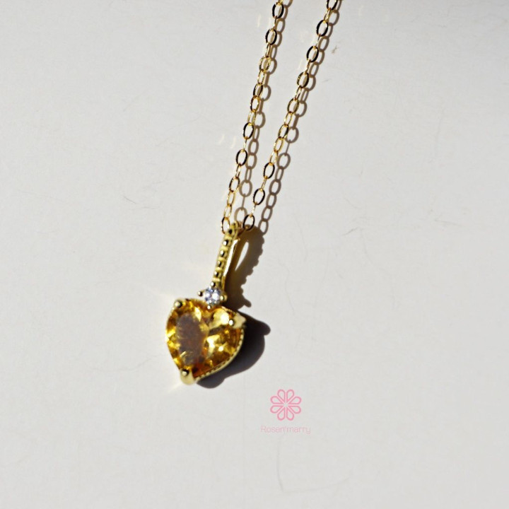 Collier cœur en citrine | Argent sterling et plaqué or