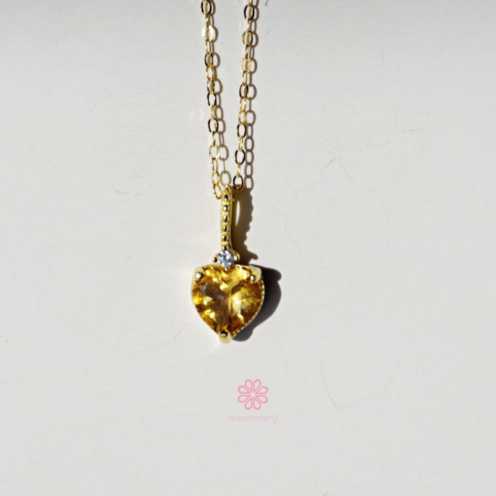 Collier cœur en citrine | Argent sterling et plaqué or