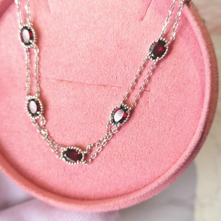 Bracelet en véritable grenat | Argent sterling 925
