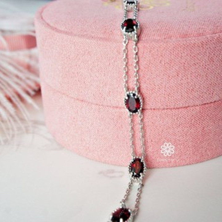 Bracelet en véritable grenat | Argent sterling 925