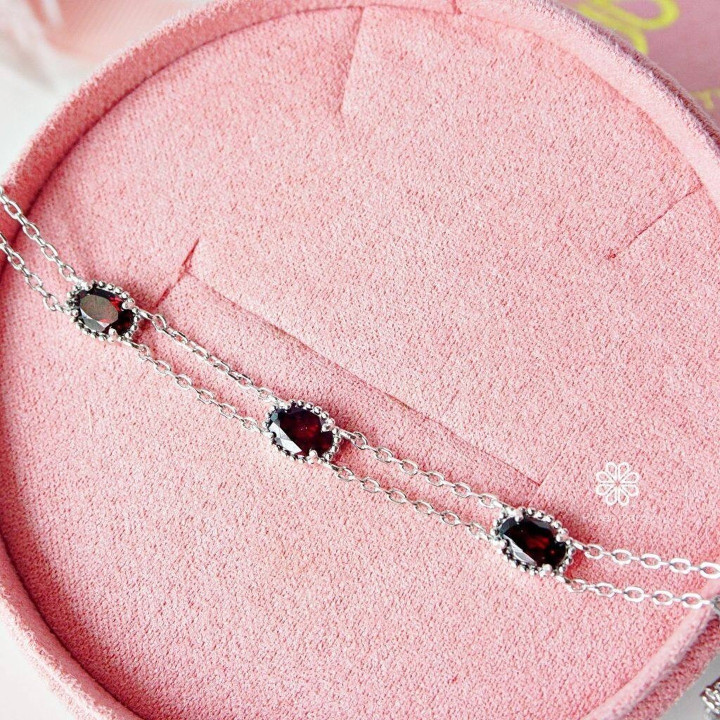 Bracelet en véritable grenat | Argent sterling 925