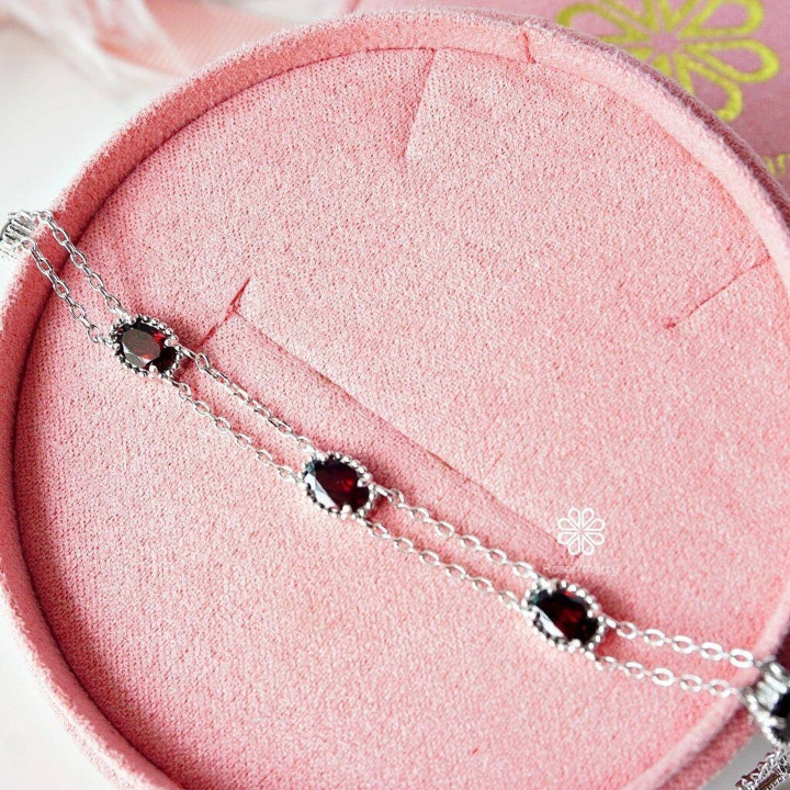 Bracelet en véritable grenat | Argent sterling 925