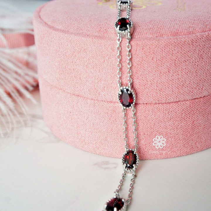 Bracelet en véritable grenat | Argent sterling 925