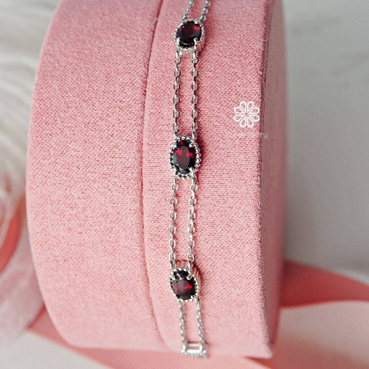Bracelet en véritable grenat | Argent sterling 925
