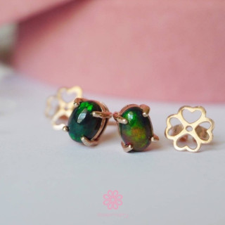 Rainbow Black Opal Earrings | Raw Stones and Sterling Silver
