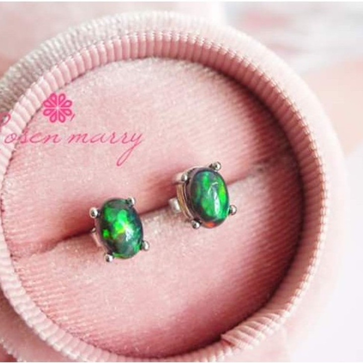 Rainbow Black Opal Earrings | Raw Stones and Sterling Silver