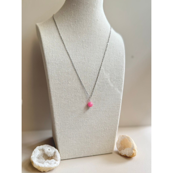 Amazonite and Pink Agate Round Necklace - SoulClam Handmade