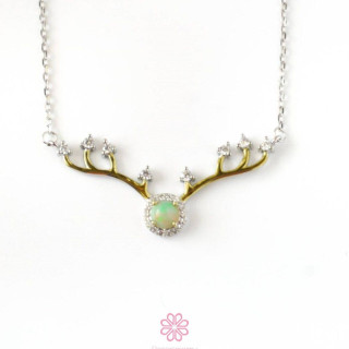 Genuine Opal and Sterling Silver Necklace - Rosen'marry RN083 Gift