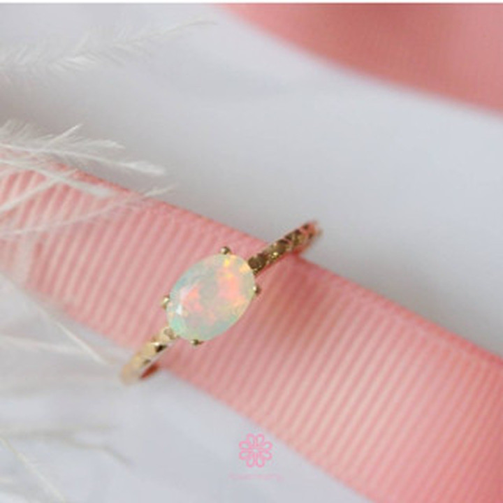 Rose Gold Opal Ring | Sterling Silver, Faceted Beauty