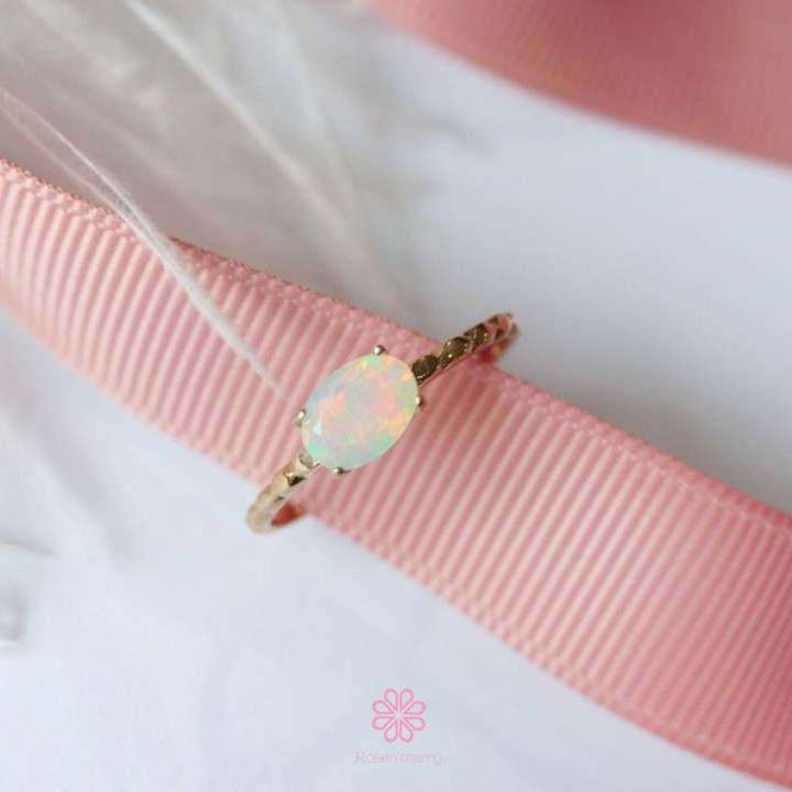 Rose Gold Opal Ring | Sterling Silver, Faceted Beauty