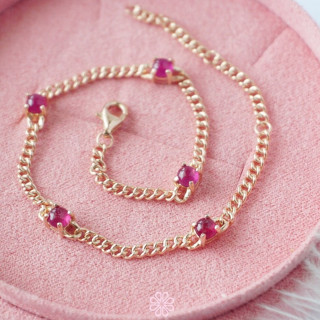 Sterling Silver Ruby Bracelet | Genuine Gemstone and Pink Gold