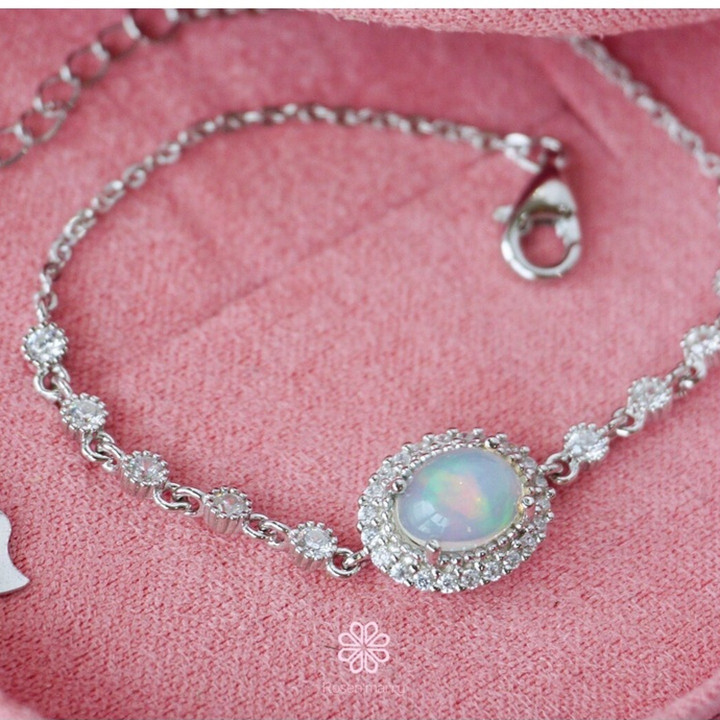 Pulsera de ópalo auténtico y plata de ley con baño de oro rosa - RB015