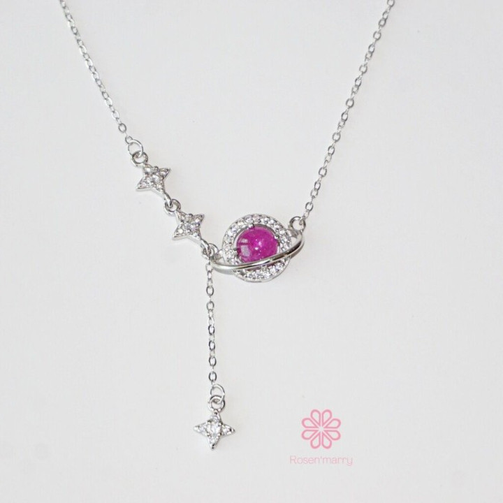 Genuine Ruby Necklace | Sterling Silver | Good Fortune Gift