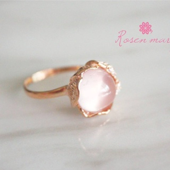 Rosenquarzring | Rohstein, Sterlingsilber | Elegantes Design