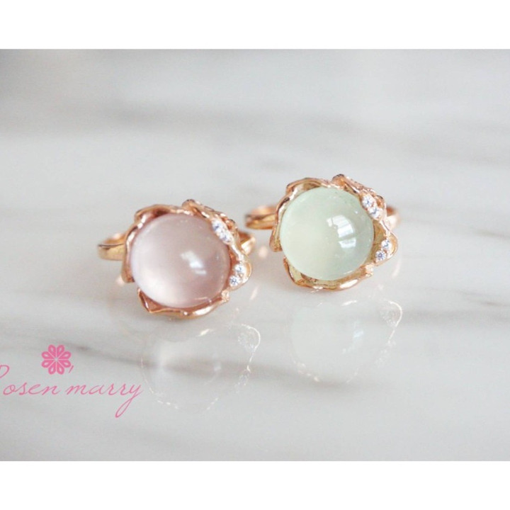Rosenquarzring | Rohstein, Sterlingsilber | Elegantes Design
