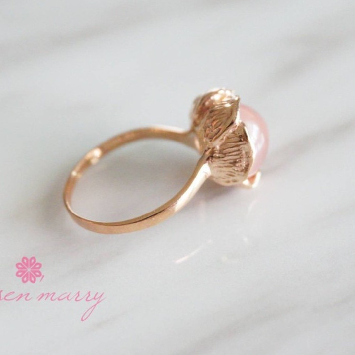 Rosenquarzring | Rohstein, Sterlingsilber | Elegantes Design