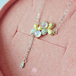 Sky Blue Moonstone Necklace | Sterling Silver, Enhances Luck | Rosen'marry