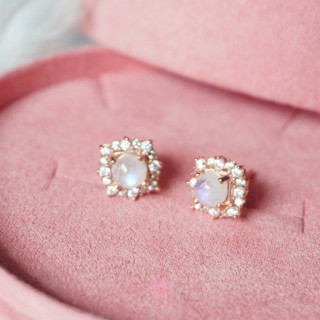 Moonstone Earrings | Sterling Silver and Iridescent Shine | Rosen'marry