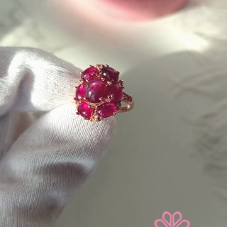 Star Ruby Ring | 8 Carat Genuine Ruby, Sterling Silver and Gold