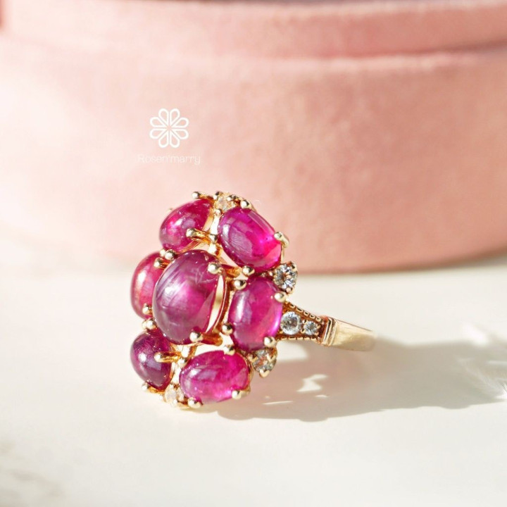 Star Ruby Ring | 8 Carat Genuine Ruby, Sterling Silver and Gold