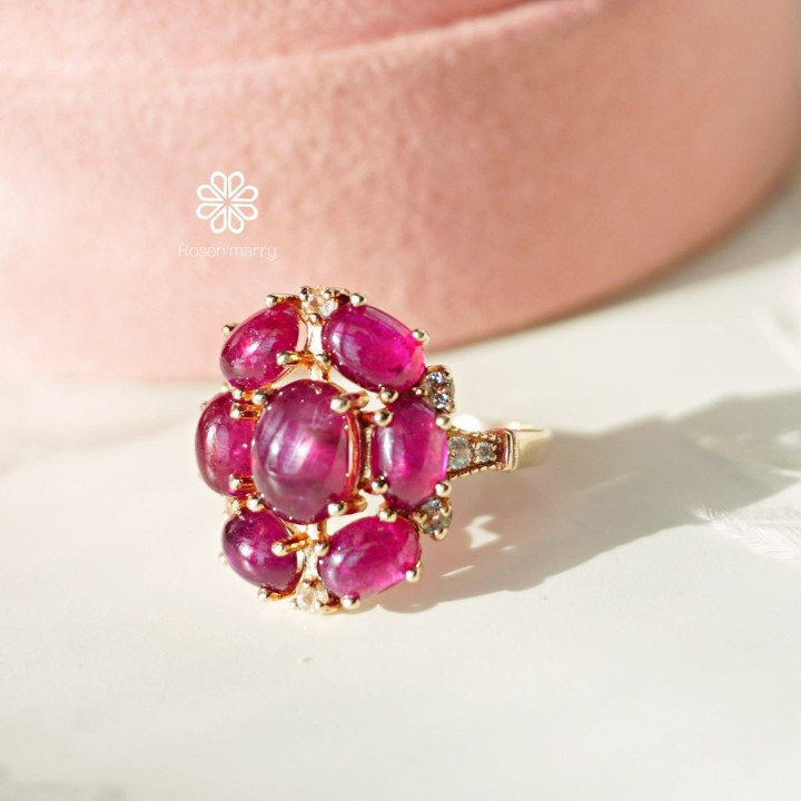 Star Ruby Ring | 8 Carat Genuine Ruby, Sterling Silver and Gold