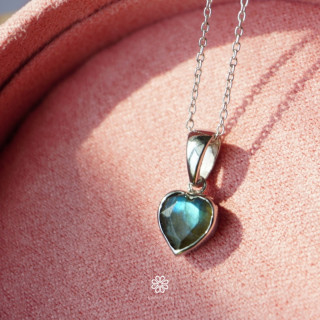 Labradorite Heart Pendant | Genuine Gemstone | Rose Gold Sterling Silver