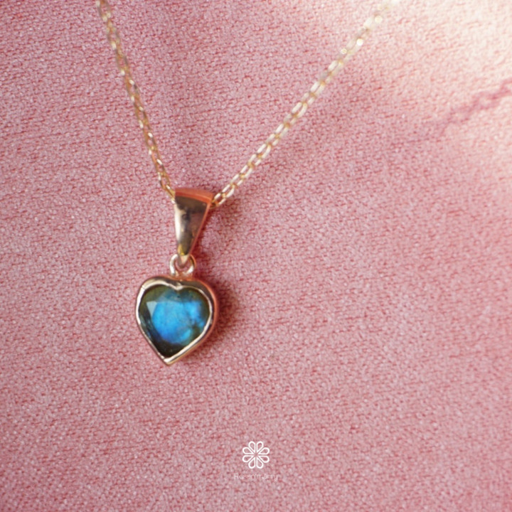 Labradorite Heart Pendant | Genuine Gemstone | Rose Gold Sterling Silver