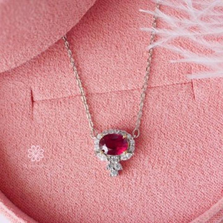 Genuine Ruby Sterling Silver Necklace | Rosen'marry RN073