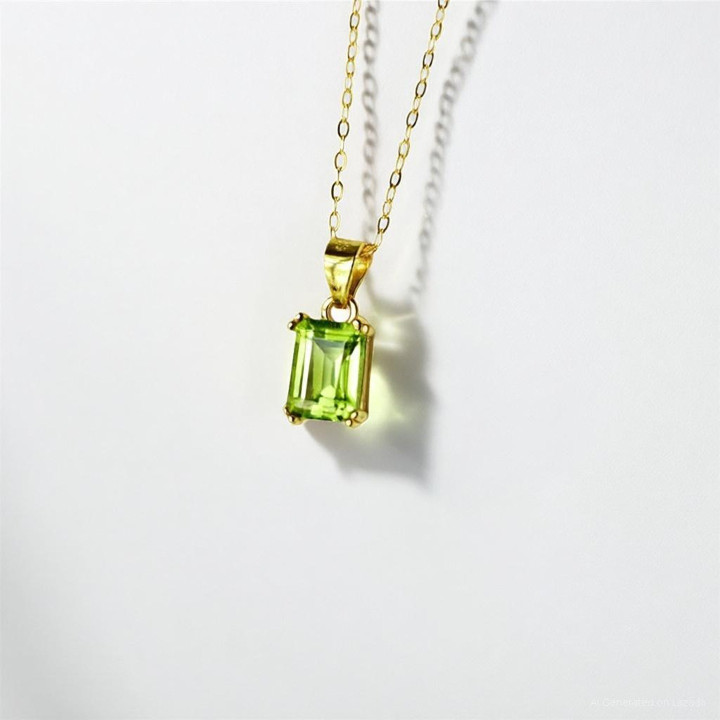 Collier en péridot brut et argent sterling plaqué or, coffret cadeau