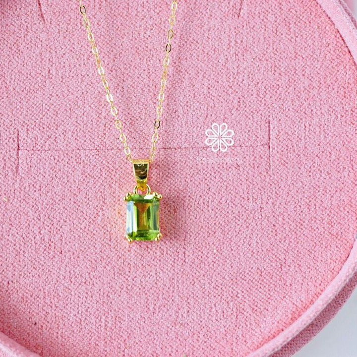 Collier en péridot brut et argent sterling plaqué or, coffret cadeau