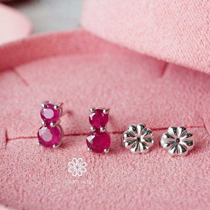 Genuine Ruby Hoop Earrings | 925 Sterling Silver | Good Fortune
