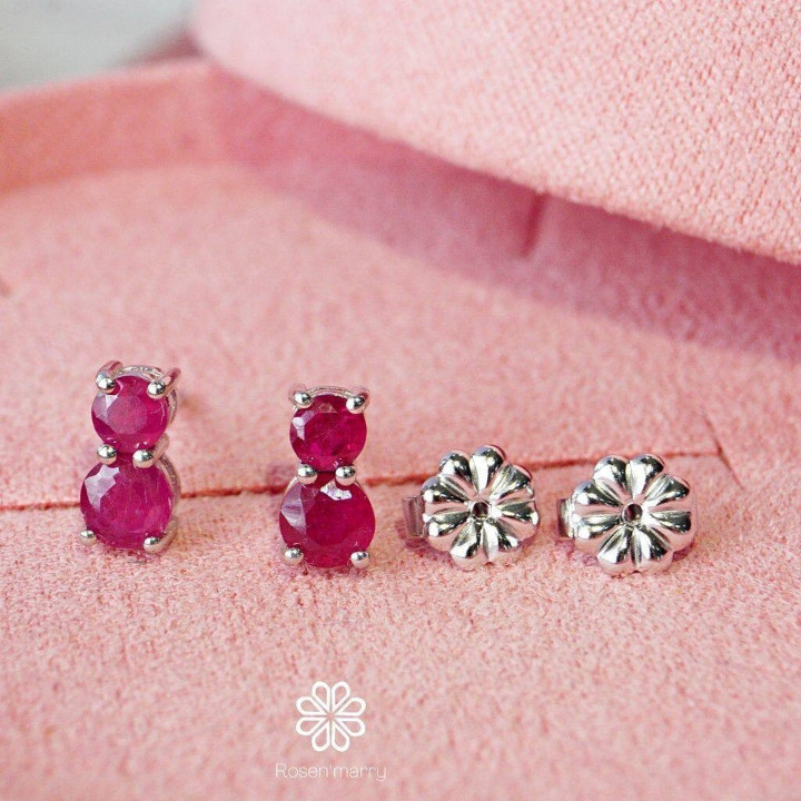 Genuine Ruby Hoop Earrings | 925 Sterling Silver | Good Fortune
