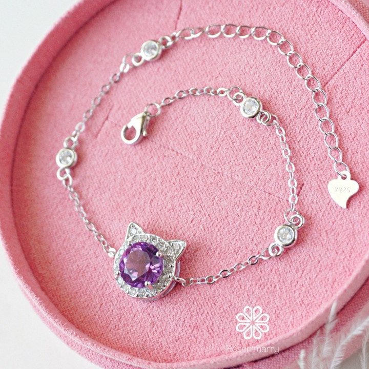 Amethyst Bracelet - 925 Sterling Silver, Genuine Gemstone Jewelry