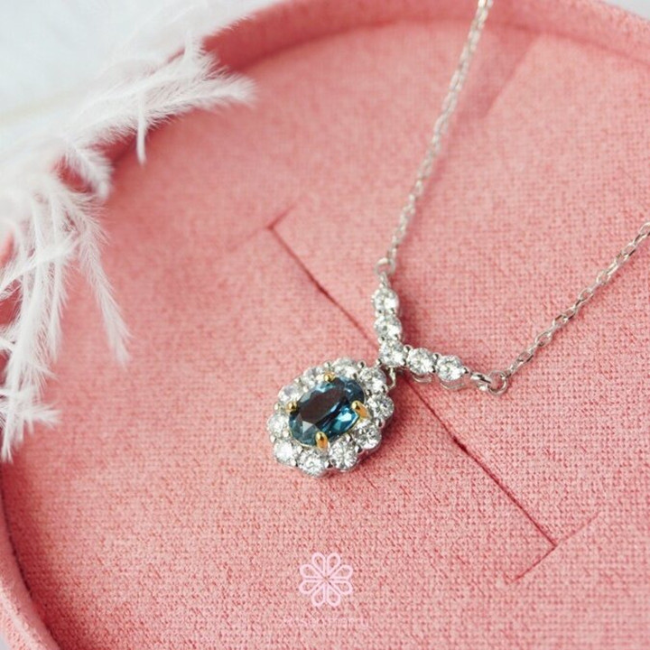 Londoner Topas-Halskette aus Sterlingsilber – Rosen'marry Edelsteinschmuck