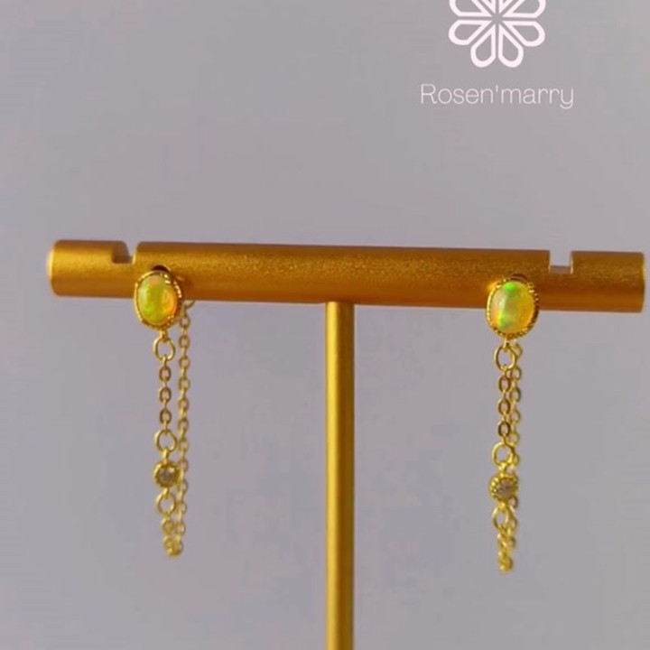 Genuine Opal Earrings in Sterling Silver | RE117 Shop