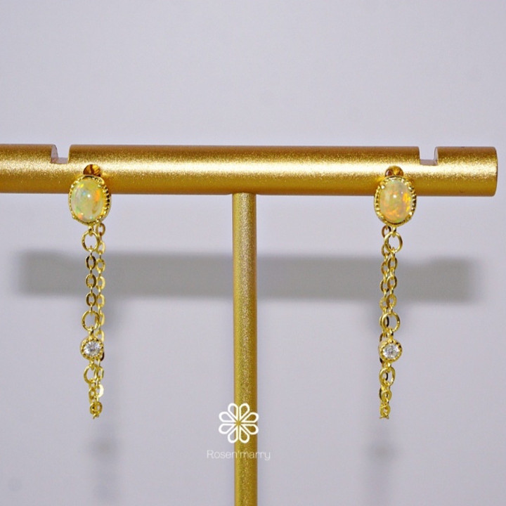 Genuine Opal Earrings in Sterling Silver | RE117 Shop