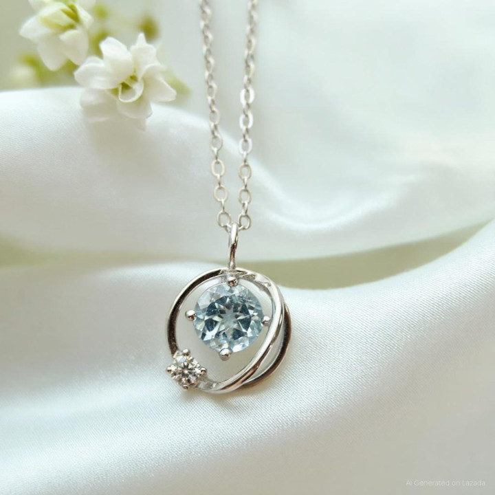 Moonstone Pendant in Sterling Silver, White Gold Plating