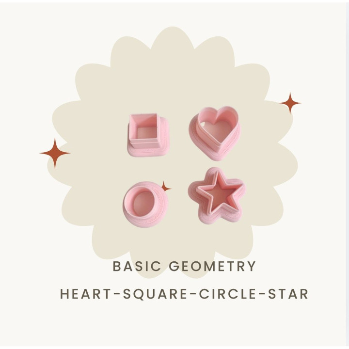 Polymer Clay Cutter Set: Hearts, Stars, Circles and Squares